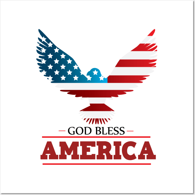 GOD BLESS AMERICA t-shirt Wall Art by JHFANART